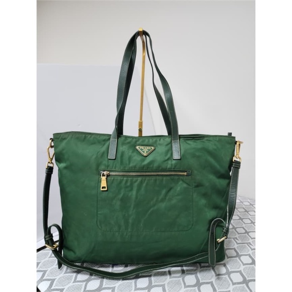 Authentic PRADA Nylon 2way Shopper Tote Bag Green - Picture 1 of 16